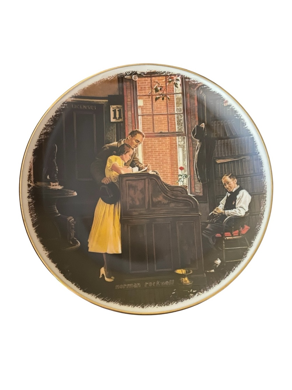 Norman Rockwell Collector Plate - The Marriage‎ License